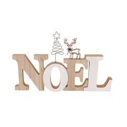 CENTRE DE TABLE LETTRES BOIS NOEL SAPIN FIL METAL NOIR 30 X 16 CM