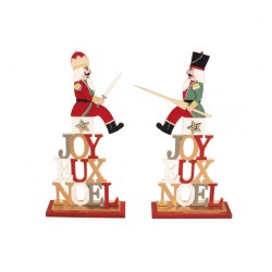 CENTRE DE TABLE BOIS NUTCRACKER JOYEUX NOEL 12 X 4,2 X 25 CM 2 MOD ASS
