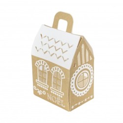 SET 6 BOITES KRAFT MAISON NOEL 6 X 4 X 8 CM