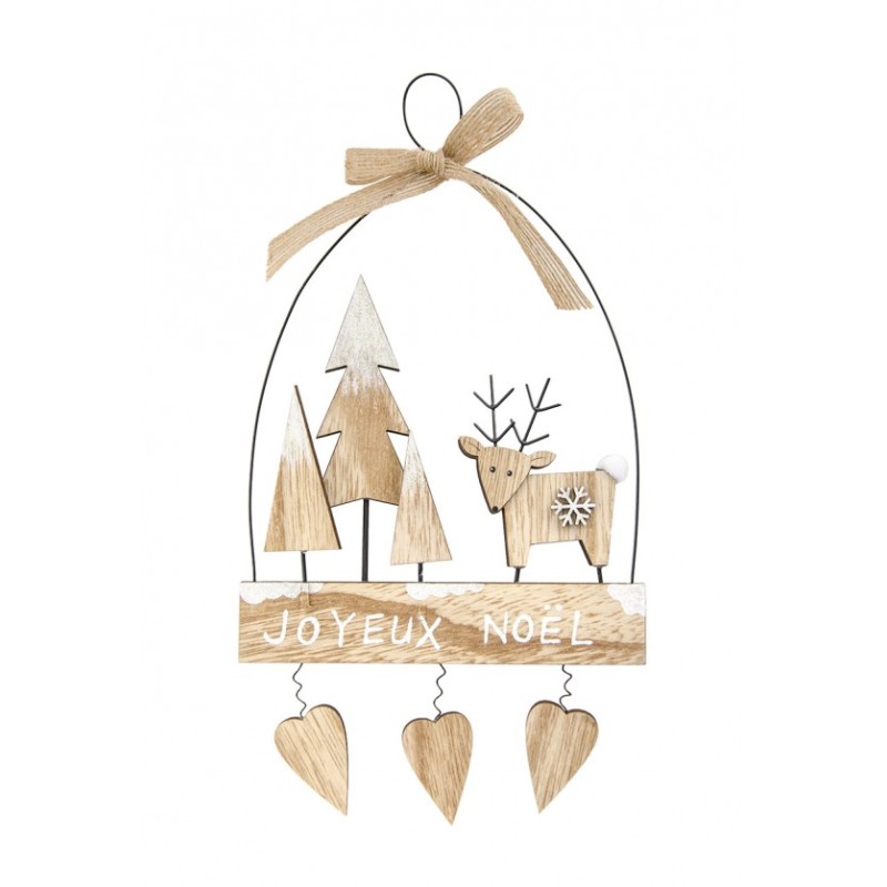 SUSPENSION RENNE-SAPINS BOIS JOYEUX NOEL 15 X 27 X 0,5 CM SUSPENSION RENNE-SAPINS BOIS JOYEUX NOEL 15 X 27 X 0,5 CM