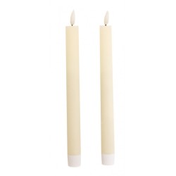 SET 2 BOUGIES FLAMBEAUX CIRE FLAMME REALISTE IVOIRE 2 X 24 CM