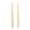 SET 2 BOUGIES FLAMBEAUX CIRE FLAMME REALISTE IVOIRE 2 X 24 CM