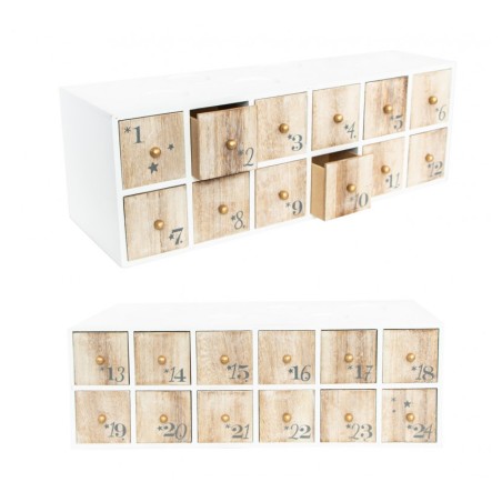 CALENDRIER DE L'AVENT ETAGERE BOIS 40,5 X 13,5 X 14 CM