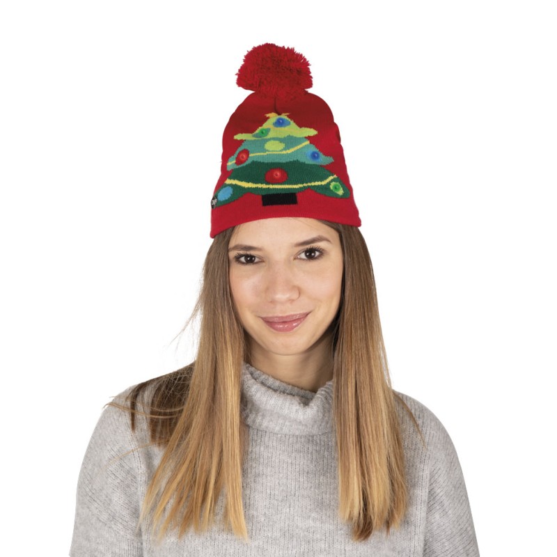 BONNET ADULTE ROUGE AVEC SAPIN DE NOEL LUMINEUX ( PILES INCLUSES) BONNET ADULTE ROUGE AVEC SAPIN DE NOEL LUMINEUX ( PILES INCLUSES)
