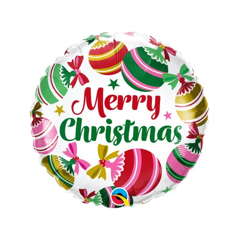 BALLON METALLIQUE ROND MERRY CHRISTMAS BOULE DE NOEL 46 CM 
