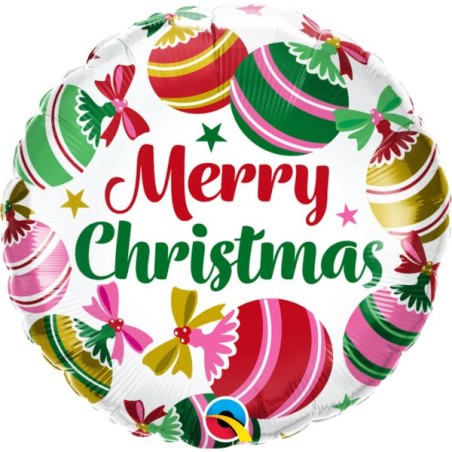 BALLON METALLIQUE ROND MERRY CHRISTMAS BOULE DE NOEL 46 CM 