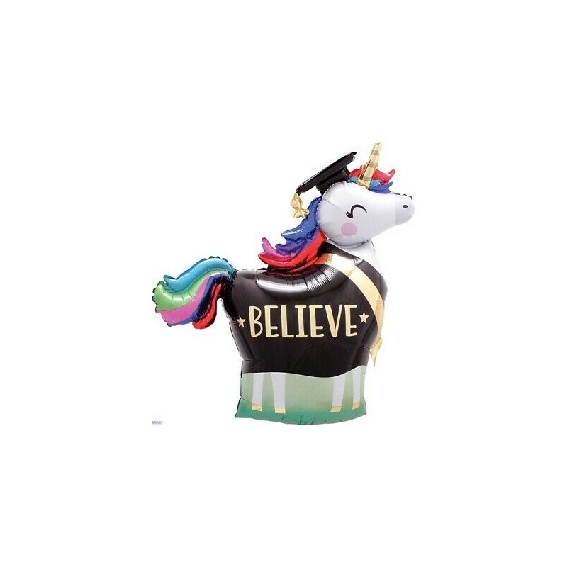 BALLON METALLIQUE LICORNE DIPLOME  83 CM 