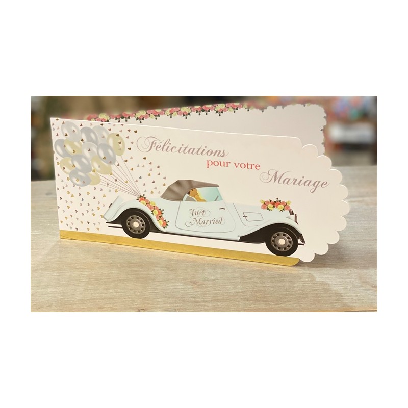 CARTE DOUBLE FELICITATIONS POUR VOTRE MARIAGE 26 X 11 CM CARTE DOUBLE FELICITATIONS POUR VOTRE MARIAGE 26 X 11 CM