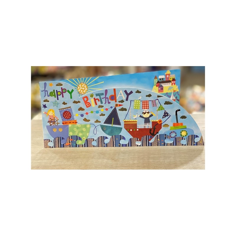 CARTE DOUBLE HAPPY BIRTHDAY THEME MARIN 26 X 11 CM CARTE DOUBLE HAPPY BIRTHDAY THEME MARIN 26 X 11 CM