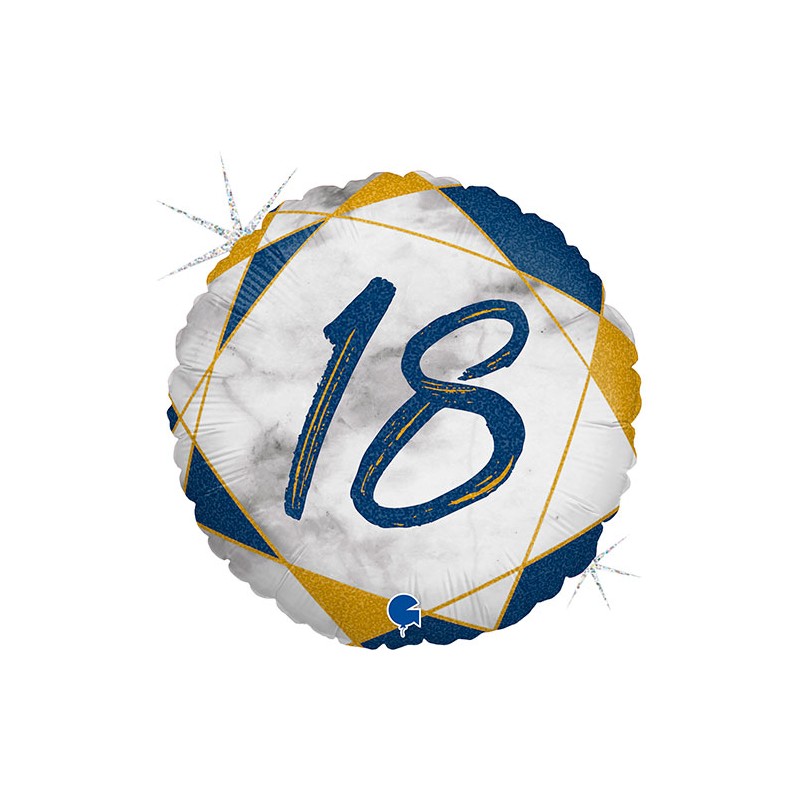 BALLON METALLIQUE ROND MARBLE MATE BLEU 18 ANS 46 CM BALLON METALLIQUE ROND MARBLE MATE BLEU 18 ANS 46 CM