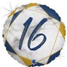 BALLON METALLIQUE ROND MARBLE MATE BLEU 16 ANS 46 CM 