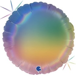 BALLON METALLIQUE ROND RAINBOW HOLOGROPHIC MULTICOLORE 46 CM 