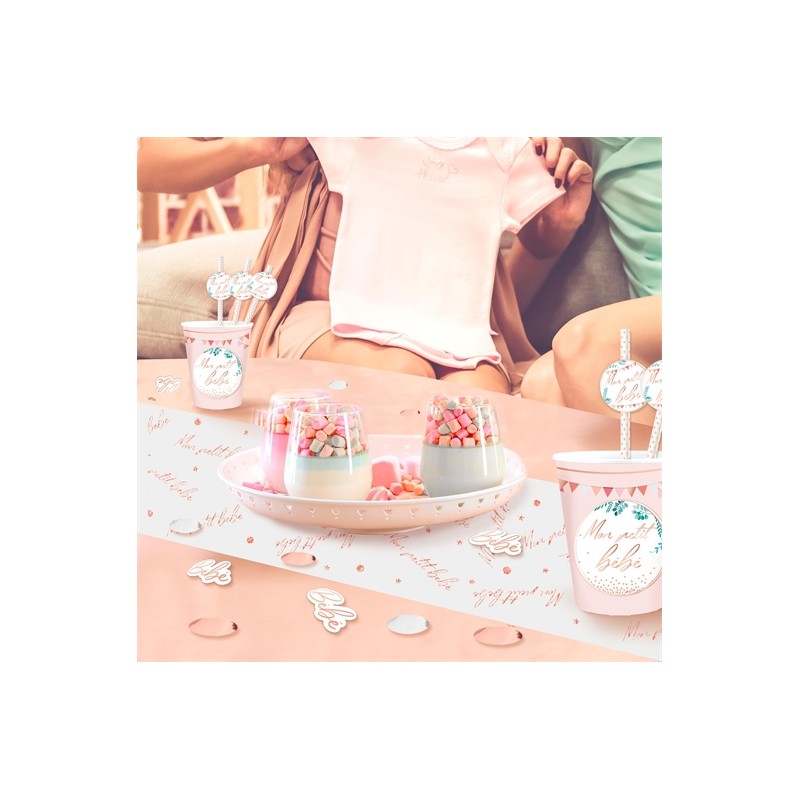CHEMIN DE TABLE MON PETIT BEBE ROSE GOLD 24 CM X 4 M CHEMIN DE TABLE MON PETIT BEBE ROSE GOLD 24 CM X 4 M