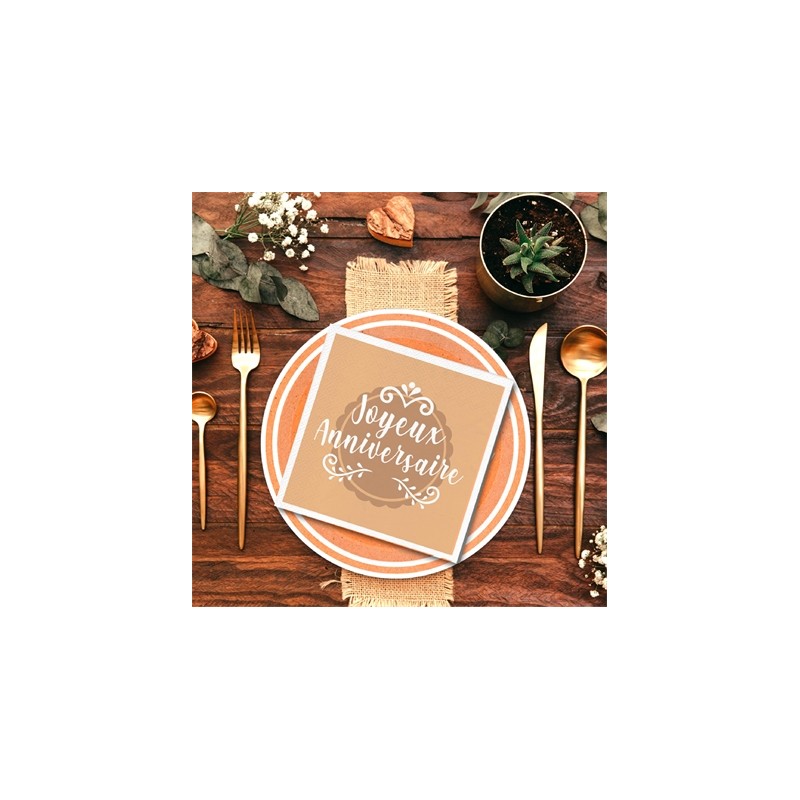 12 SERVIETTES JOYEUX ANNIVERSAIRE PARTY KRAFT 12 SERVIETTES JOYEUX ANNIVERSAIRE PARTY KRAFT