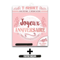 T SHIRT A DEDICACER JOYEUX ANNIVERSAIRE ROSE GOLD  