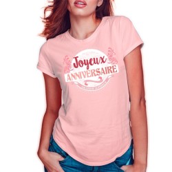 T SHIRT A DEDICACER JOYEUX ANNIVERSAIRE ROSE GOLD  