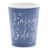 6 GOBELETS BLEU HAPPY BIRTHDAY 220 ML 