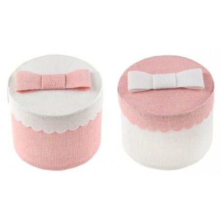 SACHET DE 4 BOITE RONDE ROSE 5 CM 