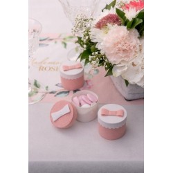 SACHET DE 4 BOITE RONDE ROSE 5 CM 
