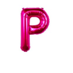 BALLON METALLIQUE LETTRE P FUSHIA 35 CM