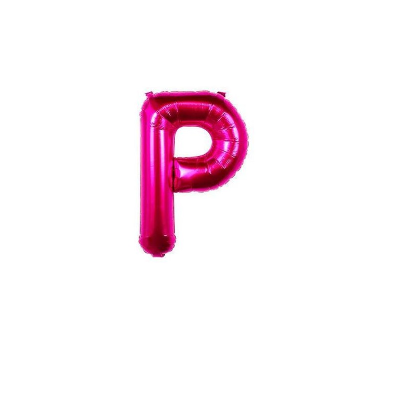 BALLON METALLIQUE LETTRE P FUSHIA 35 CM