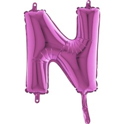 BALLON METALLIQUE LETTRE N FUSHIA 35 CM