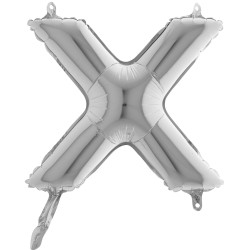 BALLON METALLIQUE LETTRE X ARGENT 35 CM