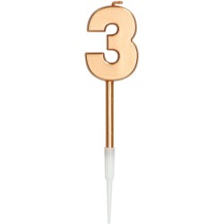 BOUGIE CHIFFRE 3 OR