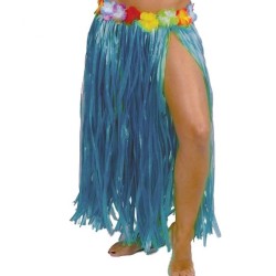 JUPE HAWAIENNE FLEURS 75 CM BLEUE