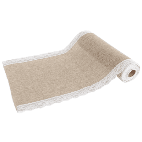 CHEMIN DE TABLE JUTE AVEC DENTELLE 29 CM X 5 M 