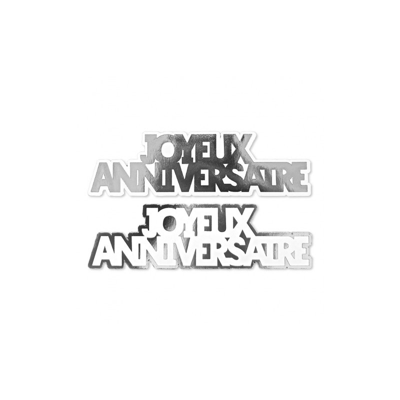 CONFETTIS DE TABLE ARGENT JOYEUX ANNIVERSAIRE