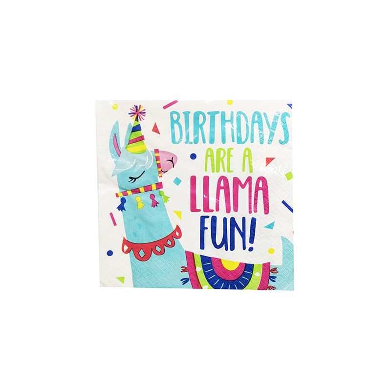 16 SERVIETTES EN PAPIER ANNIVERSAIRE LAMA 33 X 33 CM 16 SERVIETTES EN PAPIER ANNIVERSAIRE LAMA 33 X 33 CM