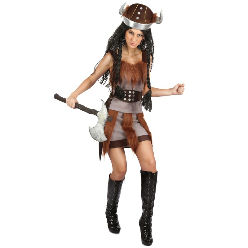 DEGUISEMENT FEMME VIKING MARRON TAILLE XS 