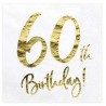20 SERVIETTES  BLANC 60 TH BIRTHDAY  OR 33 X 33 CM 