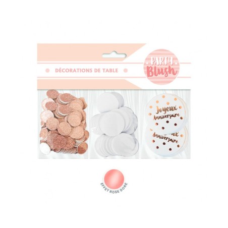 CONFETTIS BLANC ET ROSE GOLD  JOYEUX ANNIVERSAIRE 