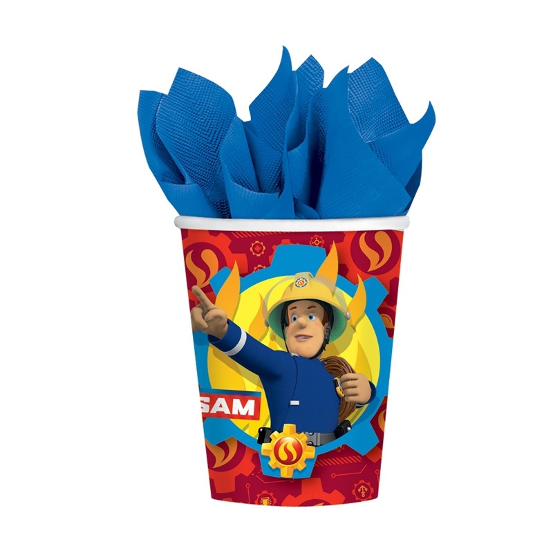 8 GOBELETS SAM LE POMPIER EN CARTON 250 ML