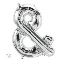 BALLON METALLIQUE LETTRE SYMBOL AMPERSAND ESPERLUETTE & ARGENT 86 CM