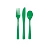 18 COUVERTS PLASTIQUE VERT EMERAUDE 6 FOURCHETTES 6 COUTEAUX 6 CUILLERES
