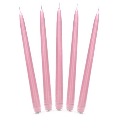 10 BOUGIES FLAMBEAU ROSE CLAIRE 24 CM 