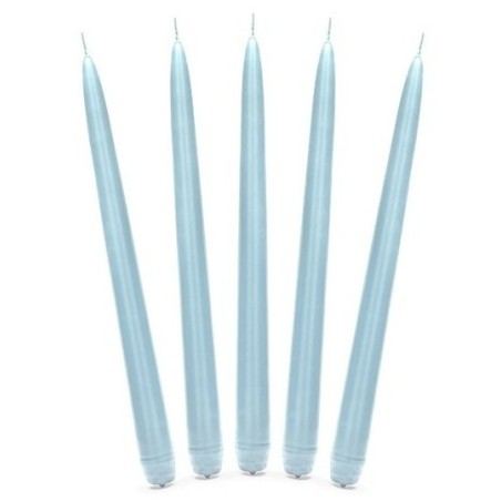 10 BOUGIES FLAMBEAU BLEU CLAIRE 24 CM