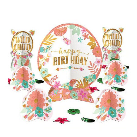 KIT DE DECORATION DE TABLE EN PAPIER BOHO BIRTHDAY