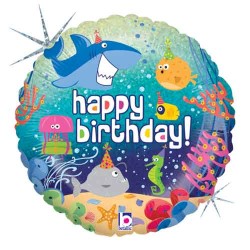 BALLON METALLIQUE ROND OCEAN HOLOGRAMME 18 " 46 CM