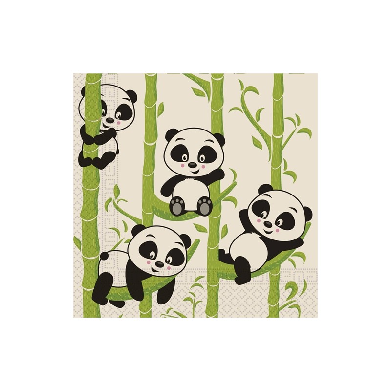 20 SERVIETTES PANDA 33 X 33 CM 20 SERVIETTES PANDA 33 X 33 CM