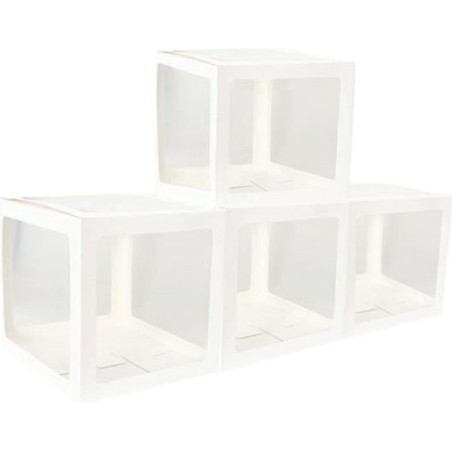 4 BOITES CUBES FENETRES EN CARTON  BLANC  30 X 30 X 30 CM