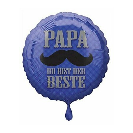 BALLON METALLIQUE ROND BLEU PAPA DU BIST DER BESTE 43 CM 