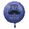 BALLON METALLIQUE ROND BLEU PAPA DU BIST DER BESTE 43 CM 