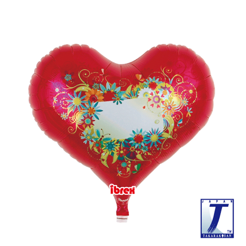 BALLON METALLIQUE COEUR JELLY ROUGE AVEC FLEURS 14" BALLON METALLIQUE COEUR JELLY ROUGE AVEC FLEURS 14"