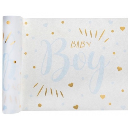 CHEMIN  DE TABLE BLANC BABY BOY METAL 28 CM X 3 M