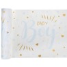 CHEMIN  DE TABLE BLANC BABY BOY METAL 28 CM X 3 M