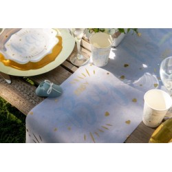 CHEMIN  DE TABLE BLANC BABY BOY METAL 28 CM X 3 M